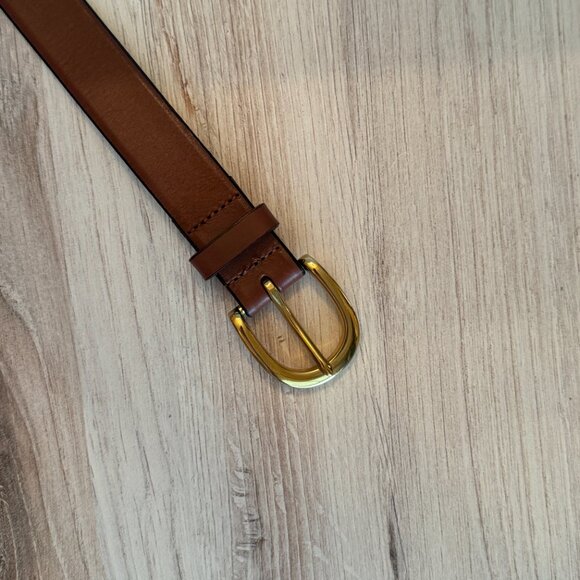 J. Crew Classic Belt in Italian Brown Leather with Gold Hook Size Large - Picture 9 of 9